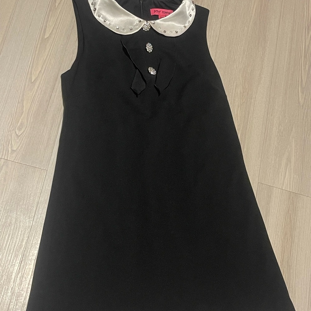 Betsey Johnson Black Dress with White Embellished Collar